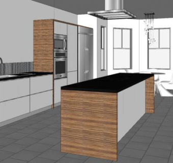 现代简约厨房家装SU模型下载_sketchup草图大师SKP模型