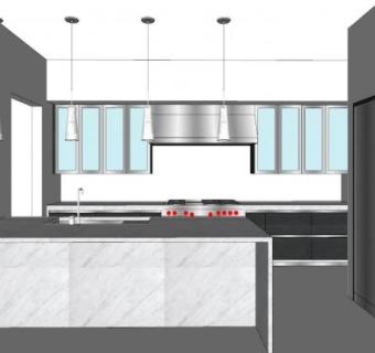 现代简约家具厨房SU模型下载_sketchup草图大师SKP模型