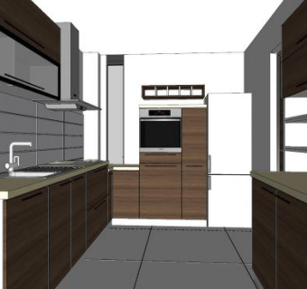 现代时尚厨房SU模型下载_sketchup草图大师SKP模型