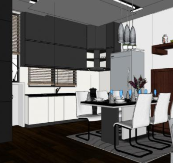 现代厨房餐厅室内sketchup模型下载_sketchup草图大师SKP模型