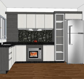 现代转角厨房家装SU模型下载_sketchup草图大师SKP模型