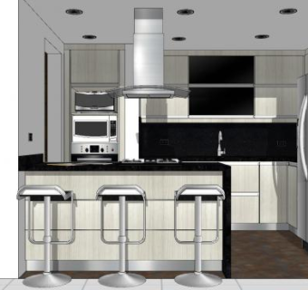 现代厨房吧台家具设计SU模型下载_sketchup草图大师SKP模型
