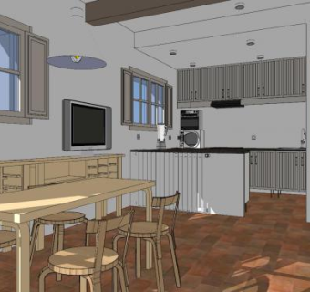 现代简约餐厅厨房sketchup模型下载_sketchup草图大师SKP模型