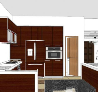 红木厨房家具设计SU模型下载_sketchup草图大师SKP模型