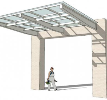 办公楼雨棚su模型下载_sketchup草图大师SKP模型