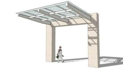 办公楼雨棚su模型下载_sketchup草图大师SKP模型