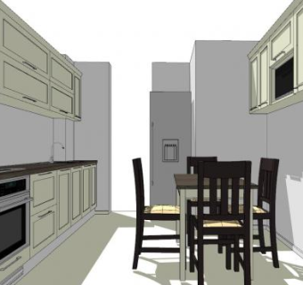 现代厨房餐厅组合SU模型下载_sketchup草图大师SKP模型