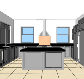 现代灰色厨房家具SU模型下载_sketchup草图大师SKP模型
