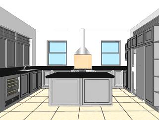 现代灰色厨房家具SU模型下载_sketchup草图大师SKP模型