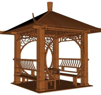 四角木亭su模型下载_sketchup草图大师SKP模型