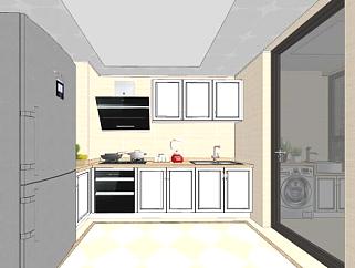 现代户型厨房橱柜SU模型下载_sketchup草图大师SKP模型