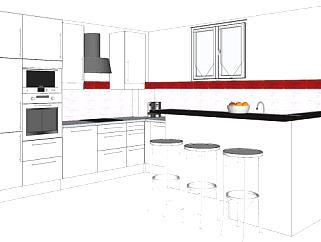 现代白色厨房橱柜sketchup模型下载_sketchup草图大师SKP模型
