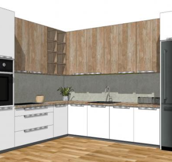 现代实木橱柜厨房sketchup模型下载_sketchup草图大师SKP模型