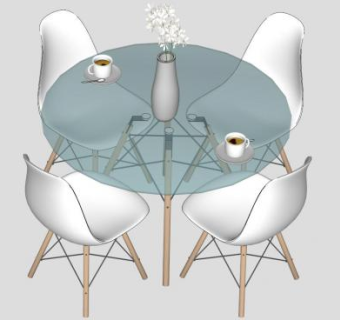 中式4人餐桌su模型下载_sketchup草图大师SKP模型