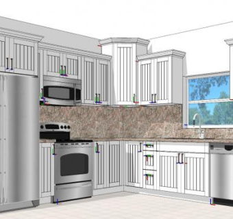 现代简欧转角厨房SU模型下载_sketchup草图大师SKP模型