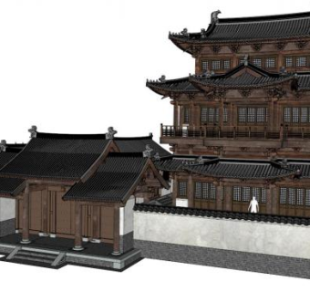 阁楼古建su模型下载_sketchup草图大师SKP模型