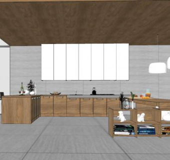 现代厨房实木橱柜sketchup模型下载_sketchup草图大师SKP模型