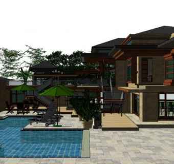 中式豪宅别墅su模型下载_sketchup草图大师SKP模型