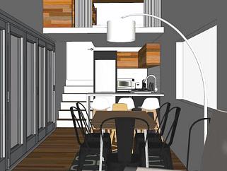 现代小型厨房餐厅sketchup模型下载_sketchup草图大师...