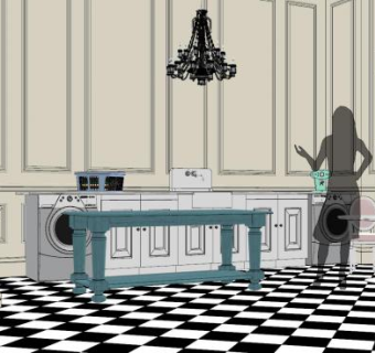 欧式别墅厨房家装SU模型下载_sketchup草图大师SKP模型