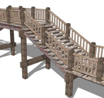 桥梁周围景观su模型下载_sketchup草图大师SKP模型
