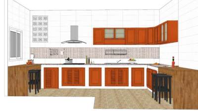 美式厨房橱柜家电SU模型下载_sketchup草图大师SKP模型