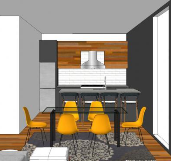 简约现代厨房餐厅sketchup模型下载_sketchup草图大师SKP模型