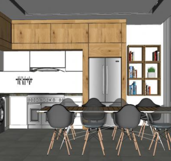 北欧风格厨房餐厅SU模型下载_sketchup草图大师SKP模型