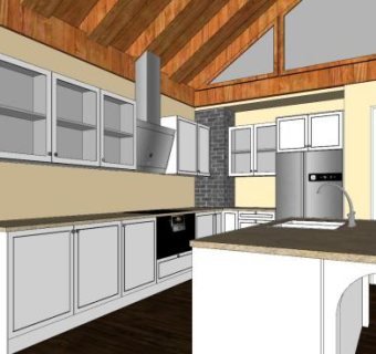 现代美式岛型厨房SU模型下载_sketchup草图大师SKP模型