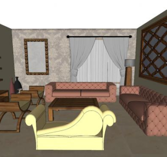 沙发展示厅室内su模型下载_sketchup草图大师SKP模型