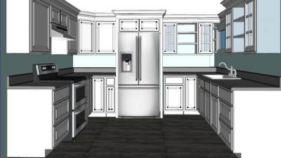 简欧轻奢厨房SU模型下载_sketchup草图大师SKP模型