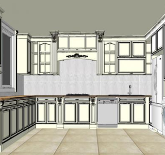 简欧简约厨房SU模型下载_sketchup草图大师SKP模型