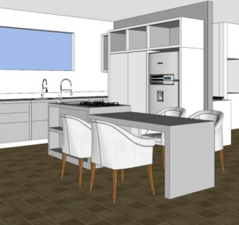 极简风格厨房餐厅SU模型下载_sketchup草图大师SKP模型