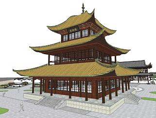 <em>中国古代</em>楼阁su模型下载_sketchup草图大师SKP模型