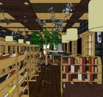书店陈设su模型下载_sketchup草图大师SKP模型