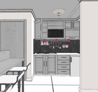 简约风格厨房餐厅sketchup模型下载_sketchup草图大师SKP模型