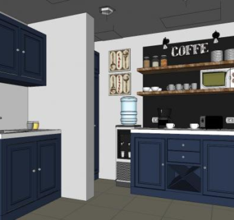 简欧深蓝色厨房SU模型下载_sketchup草图大师SKP模型