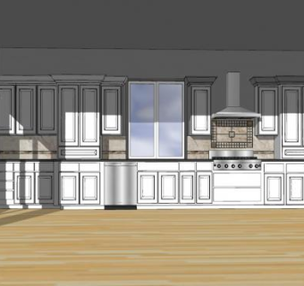 简欧厨房橱柜sketchup模型下载_sketchup草图大师SKP模型