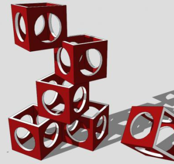 方形组合雕塑su模型下载_sketchup草图大师SKP模型