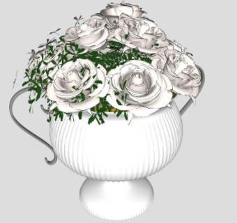 白色花钵su模型下载_sketchup草图大师SKP模型