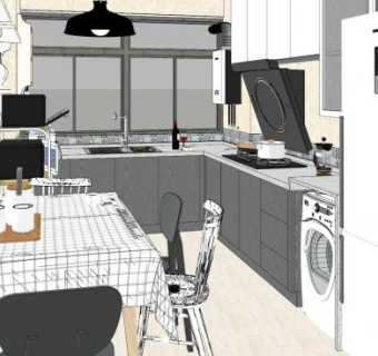 北欧简约厨房家装SU模型下载_sketchup草图大师SKP模型