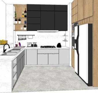 现代厨房简约布置SU模型下载_sketchup草图大师SKP模型