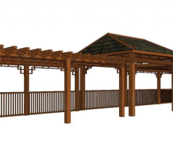 现代中式廊道设计su模型下载_sketchup草图大师SKP模型