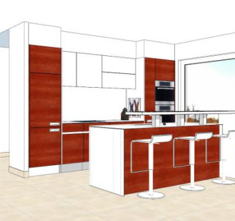 现代木质厨房设计SU模型下载_sketchup草图大师SKP模型