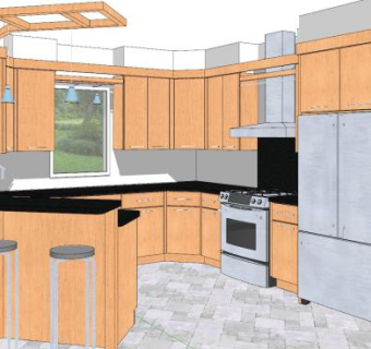 实木橱柜现代厨房SU模型下载_sketchup草图大师SKP模型