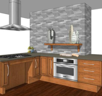 现代开放式厨房设计sketchup模型下载_sketchup草图大师SKP模型