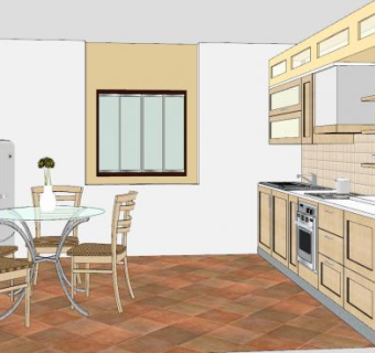 北欧厨房餐桌SU模型下载_sketchup草图大师SKP模型