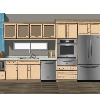现代简欧一体式橱柜SU模型下载_sketchup草图大师SKP模型