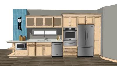 现代简欧一体式橱柜SU模型下载_sketchup草图大师SKP模型