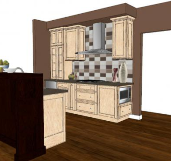 欧式开放式厨房SU模型下载_sketchup草图大师SKP模型